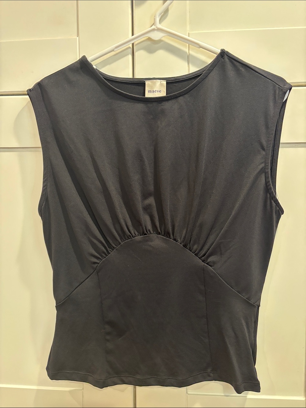 Maeve Black Sleeveless Gathered Waist Tank